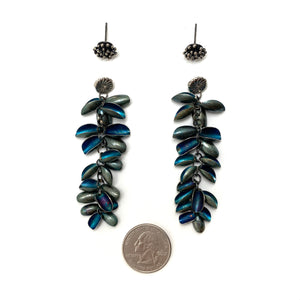 Blue Starburst Studs with Long Petal Jackets-Earrings-So Young Park-Pistachios