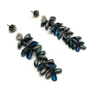 Blue Starburst Studs with Long Petal Jackets-Earrings-So Young Park-Pistachios