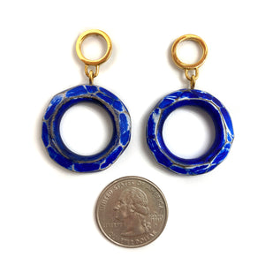 Blue Wood Circle Earrings-Earrings-Cristina Zani-Pistachios