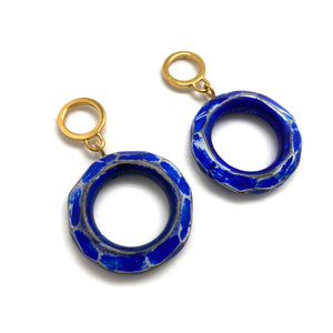 Blue Wood Circle Earrings-Earrings-Cristina Zani-Pistachios