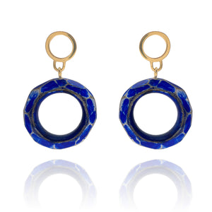 Blue Wood Circle Earrings-Earrings-Cristina Zani-Pistachios