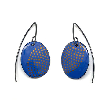 Blue and Gold Enamel Earrings