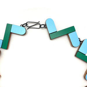 Blue and Green Geometric Necklace-Necklaces-Karen Vanmol-Pistachios