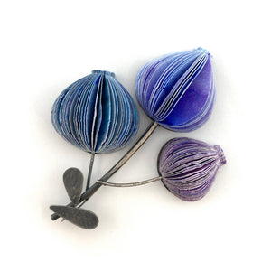 Blue and Purple Three Flower Brooch-Pins-Naoko Yoshizawa-Pistachios