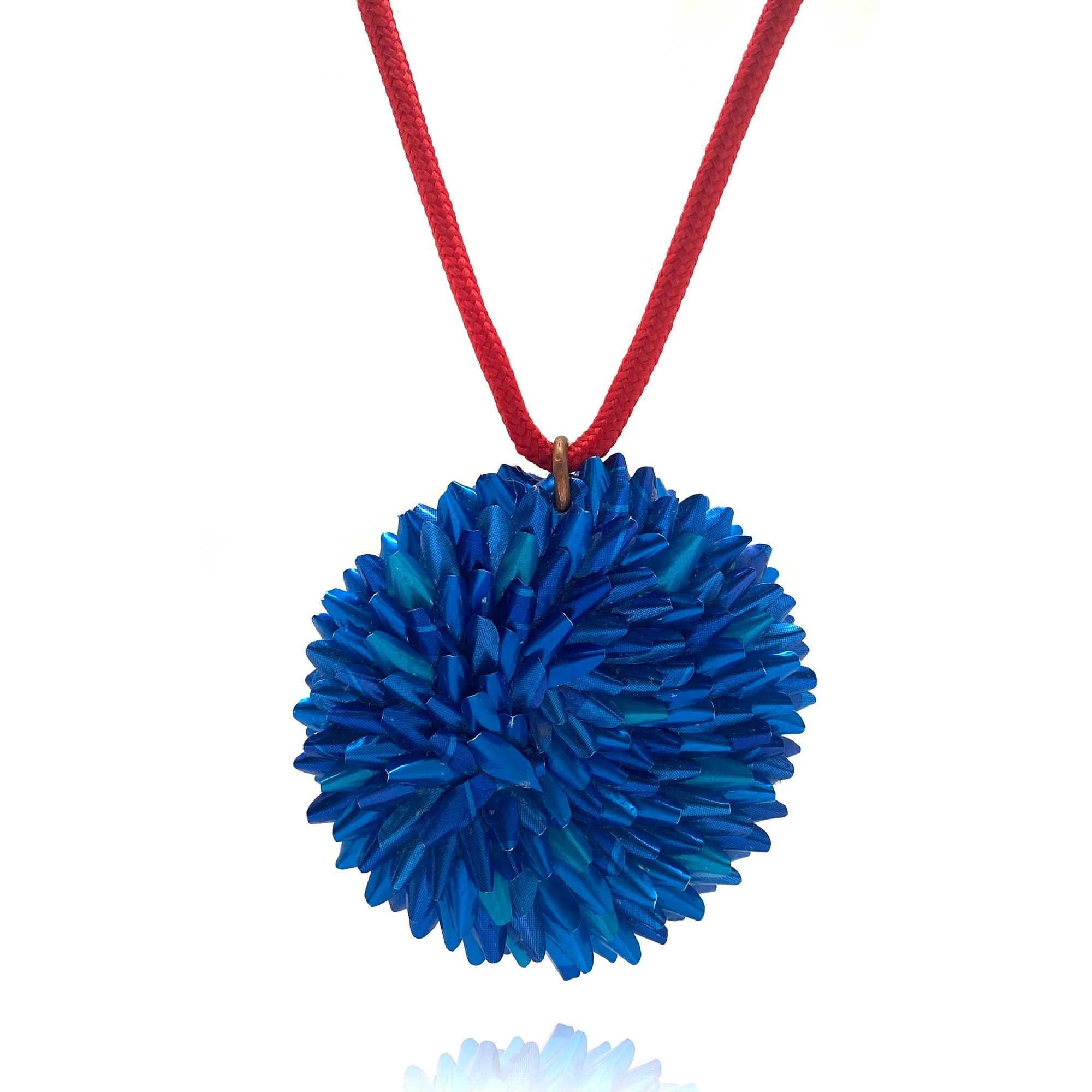 Blue and Red Aluminum Medallion Necklace-Necklaces-Eunseok Han-Pistachios