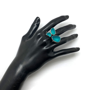 Blue and Silver Open Faced Ring-Rings-Sabine Müller-Pistachios