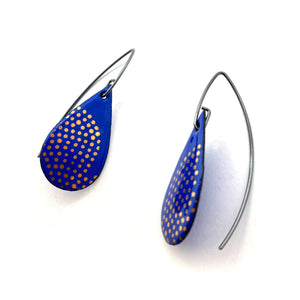 Bright Blue Tear Drop Enamel Earrings-Earrings-Jenne Rayburn-Pistachios