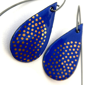 Bright Blue Tear Drop Enamel Earrings-Earrings-Jenne Rayburn-Pistachios