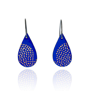 Bright Blue Tear Drop Enamel Earrings-Earrings-Jenne Rayburn-Pistachios