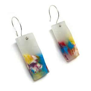 Bright Blue and Yellow Rectangle Earrings-Earrings-Asami Watanabe-Pistachios