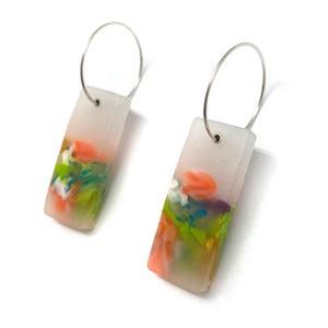 Bright Green and Orange Rectangle Earrings-Earrings-Asami Watanabe-Pistachios