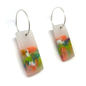 Bright Green and Orange Rectangle Earrings-Earrings-Asami Watanabe-Pistachios