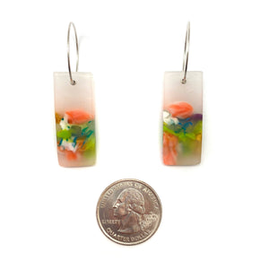 Bright Green and Orange Rectangle Earrings-Earrings-Asami Watanabe-Pistachios