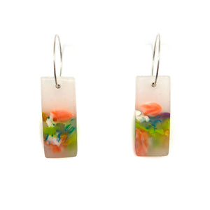Bright Green and Orange Rectangle Earrings-Earrings-Asami Watanabe-Pistachios
