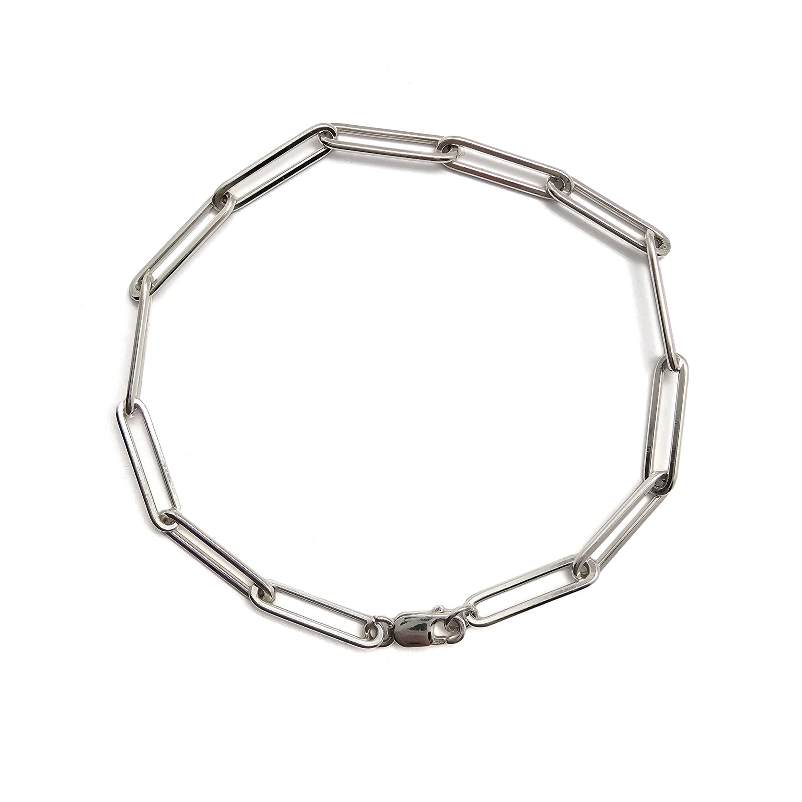 Bright Silver Paperclip Bracelet-Bracelets-Emily Rogstad-Pistachios
