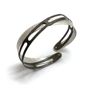 Bright Silver and Oxidized Film Strip Bracelet-Bracelets-Mariusz Fatyga-Pistachios