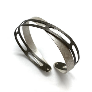 Bright Silver and Oxidized Film Strip Bracelet-Bracelets-Mariusz Fatyga-Pistachios