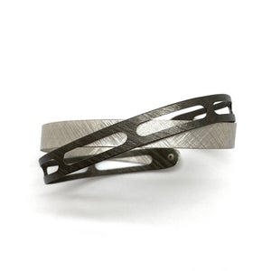 Bright Silver and Oxidized Film Strip Bracelet-Bracelets-Mariusz Fatyga-Pistachios