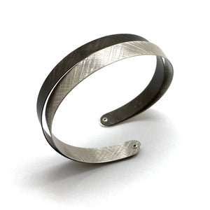 Bright and Oxidized Silver Coil Bracelet-Bracelets-Mariusz Fatyga-Pistachios