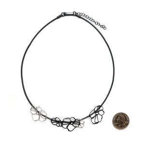 Bright and Oxidized Sterling Silver Floral Necklace-Necklaces-Anna Krol-Pistachios