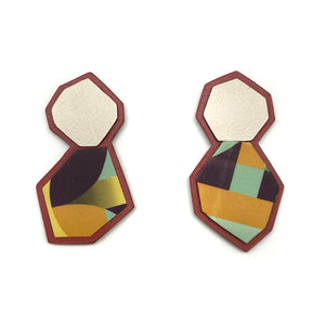 Burgundy Anna Brew Studs-Earrings-Stephanie Smith-Pistachios