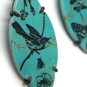 Butterfly and Bird Turquoise Earrings-Earrings-Kelly Jean Conroy-Pistachios