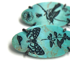 Butterfly and Bird Turquoise Earrings-Earrings-Kelly Jean Conroy-Pistachios