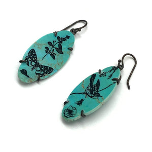 Butterfly and Bird Turquoise Earrings-Earrings-Kelly Jean Conroy-Pistachios