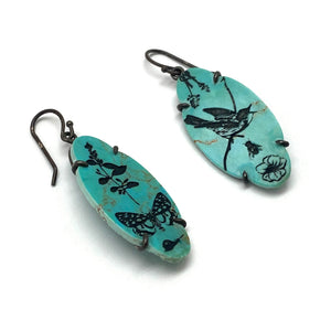 Butterfly and Bird Turquoise Earrings-Earrings-Kelly Jean Conroy-Pistachios
