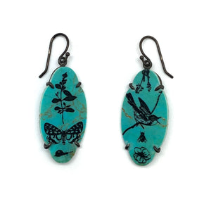 Butterfly and Bird Turquoise Earrings-Earrings-Kelly Jean Conroy-Pistachios