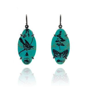 Butterfly and Bird Turquoise Earrings-Earrings-Kelly Jean Conroy-Pistachios