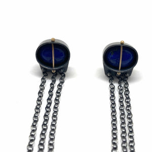 Captured Lapis Earrings-Earrings-Hilary Finck-Pistachios
