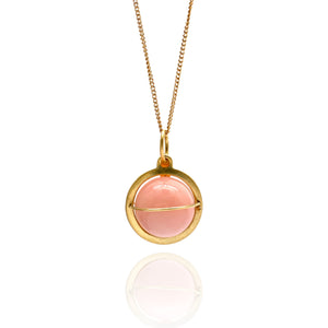 Captured Pink Opal Orb Necklace-Necklaces-Hilary Finck-Pistachios