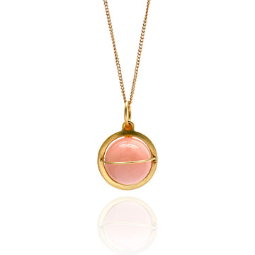 Captured Pink Opal Orb Necklace