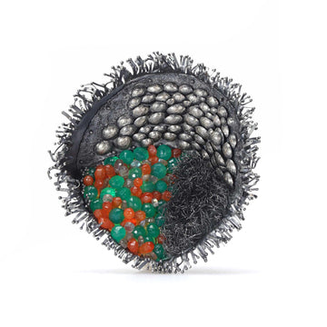 Carnelian and Green Onyx Brooch