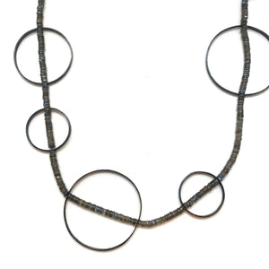 Carved Circle Bubble Necklace - Labradorite-Necklaces-Heather Guidero-Pistachios
