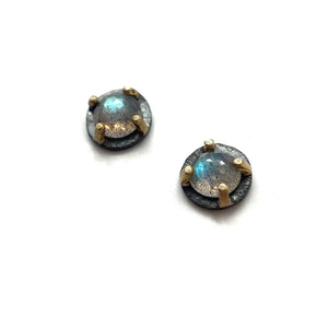 Carved Studs - Labradorite-Earrings-Heather Guidero-Pistachios