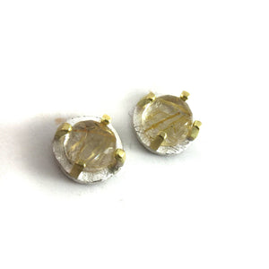 Carved Studs - Rutilated Quartz-Earrings-Heather Guidero-Pistachios