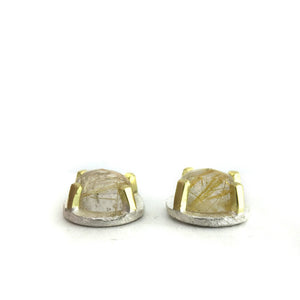 Carved Studs - Rutilated Quartz-Earrings-Heather Guidero-Pistachios