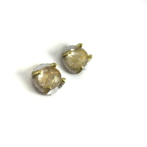 Carved Studs - Rutilated Quartz-Earrings-Heather Guidero-Pistachios