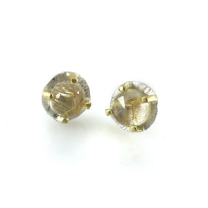 Carved Studs - Rutilated Quartz-Earrings-Heather Guidero-Pistachios