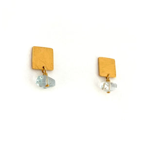 Carved Tab Earrings - Aquamarine-Earrings-Heather Guidero-Pistachios