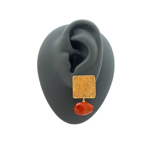 Carved Tab Earrings - Carnelian-Earrings-Heather Guidero-Pistachios