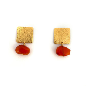 Carved Tab Earrings - Carnelian-Earrings-Heather Guidero-Pistachios