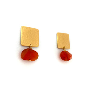 Carved Tab Earrings - Carnelian-Earrings-Heather Guidero-Pistachios