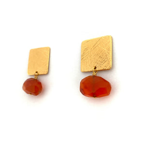 Carved Tab Earrings - Carnelian-Earrings-Heather Guidero-Pistachios