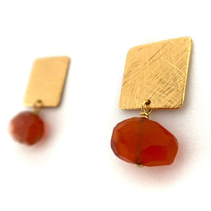 Carved Tab Earrings - Carnelian-Earrings-Heather Guidero-Pistachios