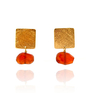 Carved Tab Earrings - Carnelian-Earrings-Heather Guidero-Pistachios