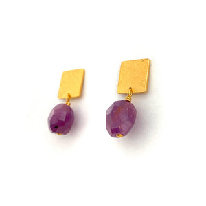 Carved Tab Earrings - Ruby-Earrings-Heather Guidero-Pistachios