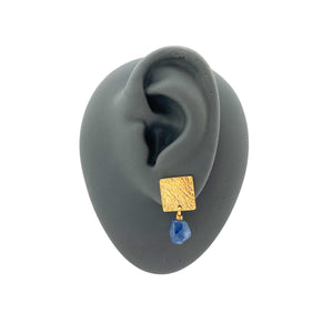 Carved Tab Earrings - Sapphire-Earrings-Heather Guidero-Pistachios